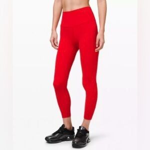 Lululemon Align High-Rise Pant, 25” Length, Gold Logo, Size 12, Color Deep Red
